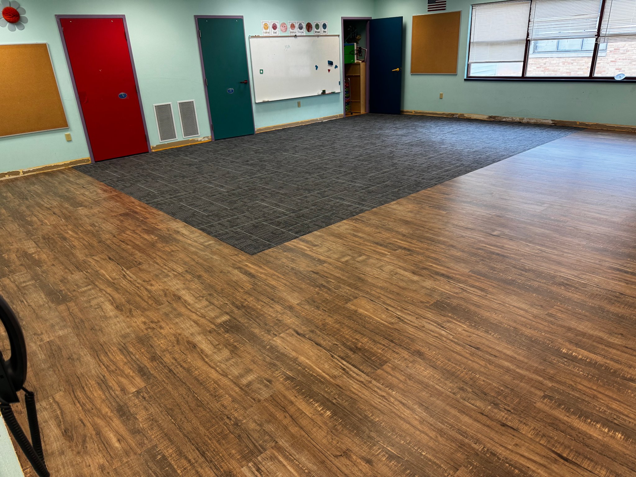 Room with newly installed LVP flooring